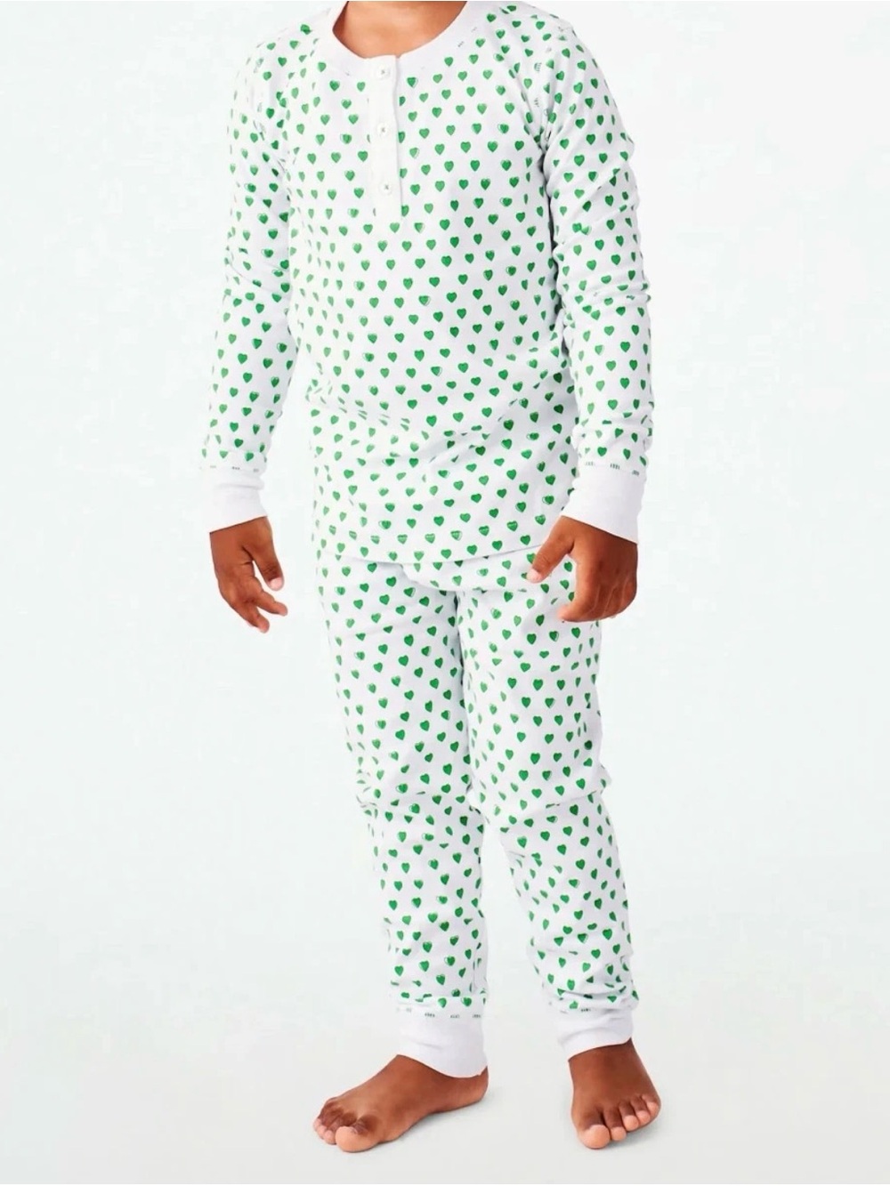 Roller Rabbit Pajama Set with Green Heart Print